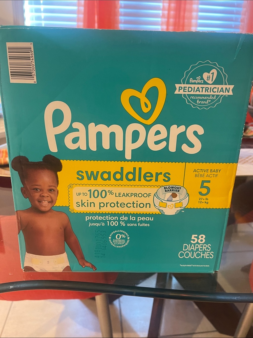 Pampers Swaddlers Size 5 Diapers in Teal & Yellow - 58 Count